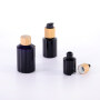 Black glass slanted shoulder spray perfume bottle with bamboo and wood screw cap