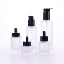 30ml Flat Shoulder Round Shape Luxury Skincare Serum Essential Oil Clear Glass Thick Bottom Dropper Bottle