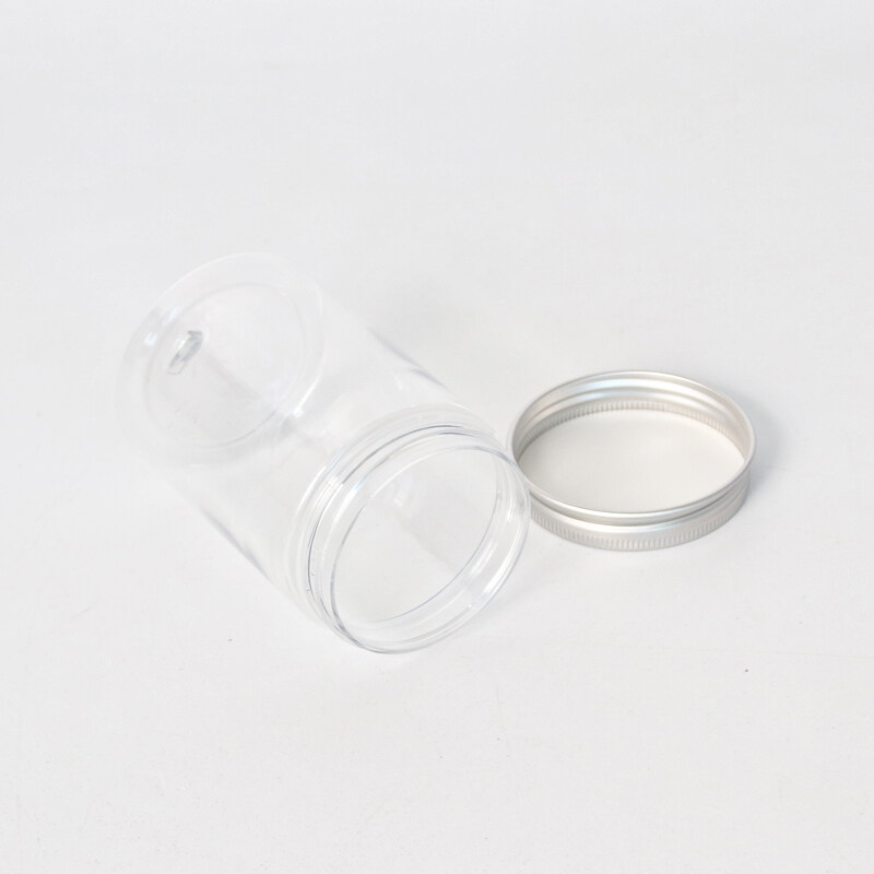 Transparent plastic jar made from 100% biodegradable materials with plastic cap  for storage