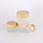 Hot model empty cosmetics frosted glass jar 5g 10g 20g 30g 50g glass cream container with bamboo lid