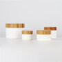 Hot 10ml 30ml 50ml 100ml 150ml 200ml 250ml white PP plastic cosmetic cream jar with bamboo wooden lid