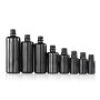 Black cosmetic skincare packaging glass pump lotion bottle with bamboo lid