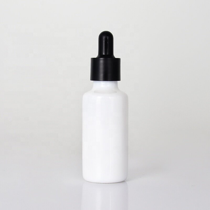 30ml dropper bottle wholesale black rubber dropper white glass bottle for essential oil with factory price