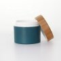 50g plastic skin care cream jar with bamboo lid blue PP double wall jar for cream wholesale
