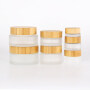 clear frosted color Cosmetic 5ml 15ml 30ml 50ml 100ml clear frosted glass jar with bamboo wood lid