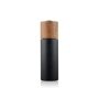 Elegant Matte black glass cosmetic bottles cream jars  with ash wooden lids for cosmetic packaging
