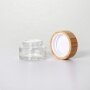 5ml clear glass face cream container wholesale natural bamboo lid glass cream jar