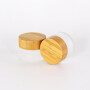Cosmetic Plastic Jar With Bamboo Lid Wide Mouth Frosted Glass Jar Cosmetics Bamboo Lid, Plastic Cosmetic Jar With Bamboo Lids