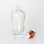 Bowling ball shape transparent glass bottle bronze middle cover pump essence water milk empty bottle