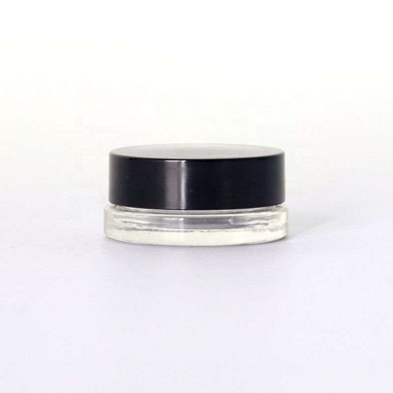 5ml glass cream jar with black plastic lid clear glass eye cream jar wholesale