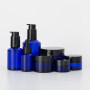 New arrival Brady Blue cosmetic cream glass  jars cobalt blue glass bottle and jar for luxury cosmetic packaging