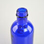 30ml 50ml 100ml 150ml 200ml 250ml blue glass bottle for water lotion serum with black plastic screw cap top customized logo sale
