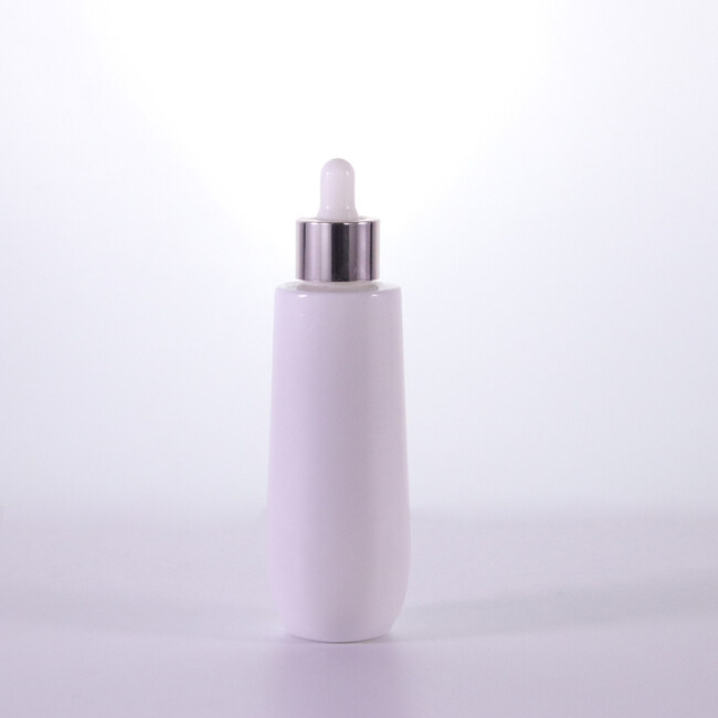 Wholesales White Opal Square Glass Lotion Bottle With dropper 40ml 100ml 120ml Cosmetic glass bottle