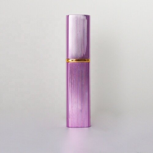 Purple aluminum refillable perfume atomizer with cover perfume mist sprayer with glass refillable bottle