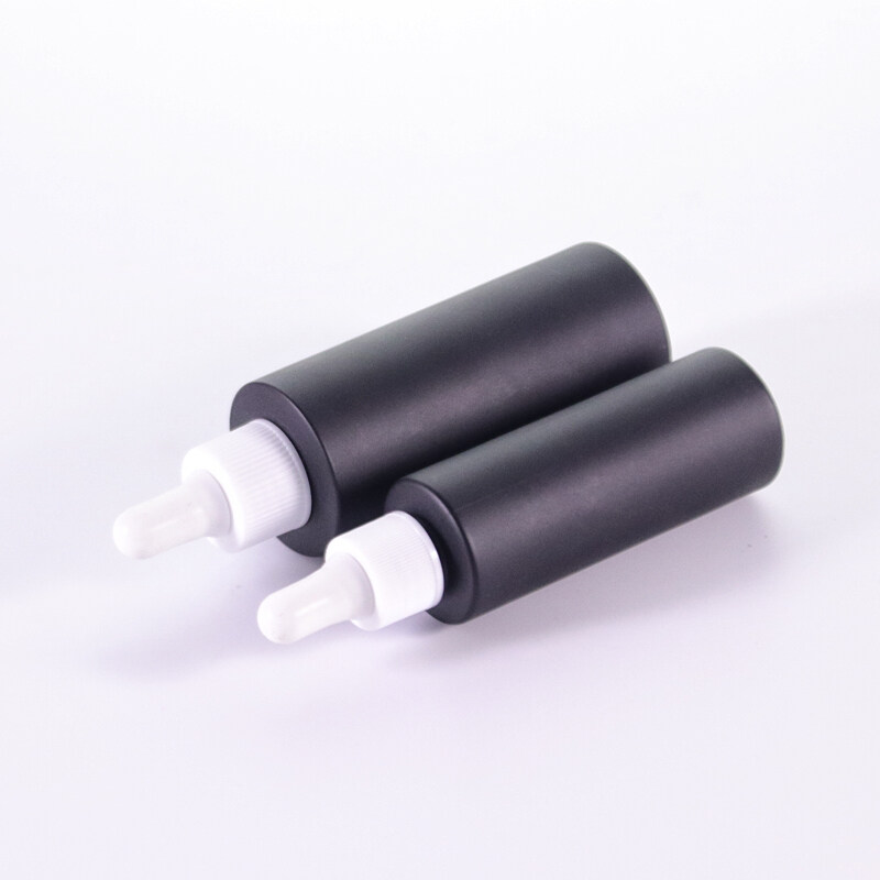 Painted Matte Black 15ml 30ml 60ml Glass Dropper Bottles with white lids For Essential Oils Skin Care Serum cosmetic packaging