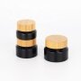 Dark violet glass cream cosmetic jars with bamboo lid china supplier eco friendly