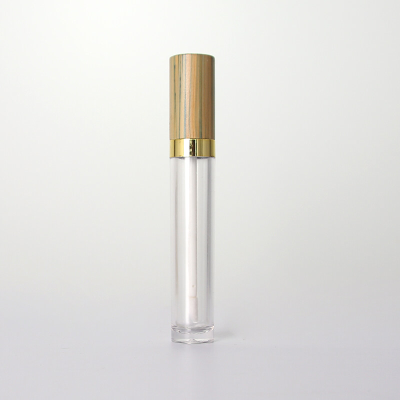 bamboo lid lip gloss bottle eco-friendly plastic tube color and logo can be customized