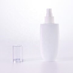 Unique shape white glass lotion bottle 100ml opal glass bottle with pump