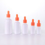 New Arrival opal white glass bottles with orange lids dropper bottles for essential oils aromatherapy cosmetic packaging