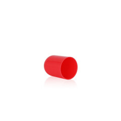Red plastic cover for cosmetic bottle