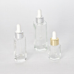 Hot selling 15ml 30ml 50ml glass dropper serum bottles with droppers rectangle shape glass cosmetic bottles