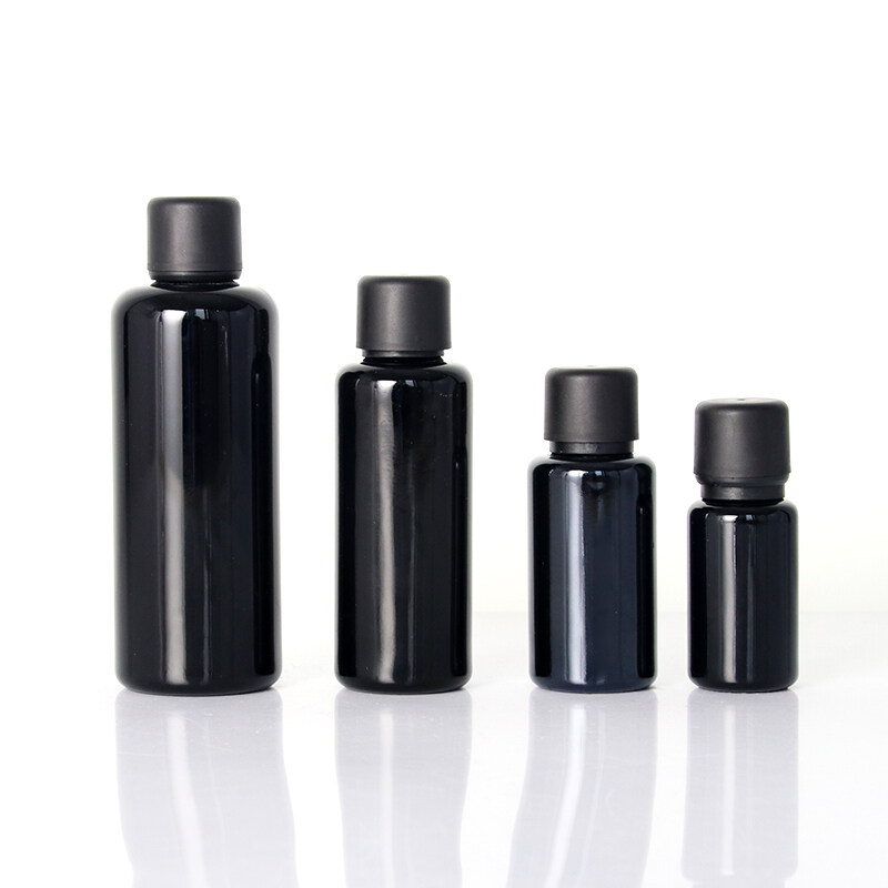 Opaque true black 10ml 15ml 20ml 30ml 50ml 100ml opaque black glass bottle,cosmetic glass dropper bottle