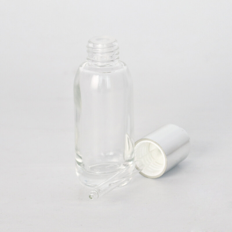 Factory price 40ml cosmetic transparent glass serum bottle for skincare