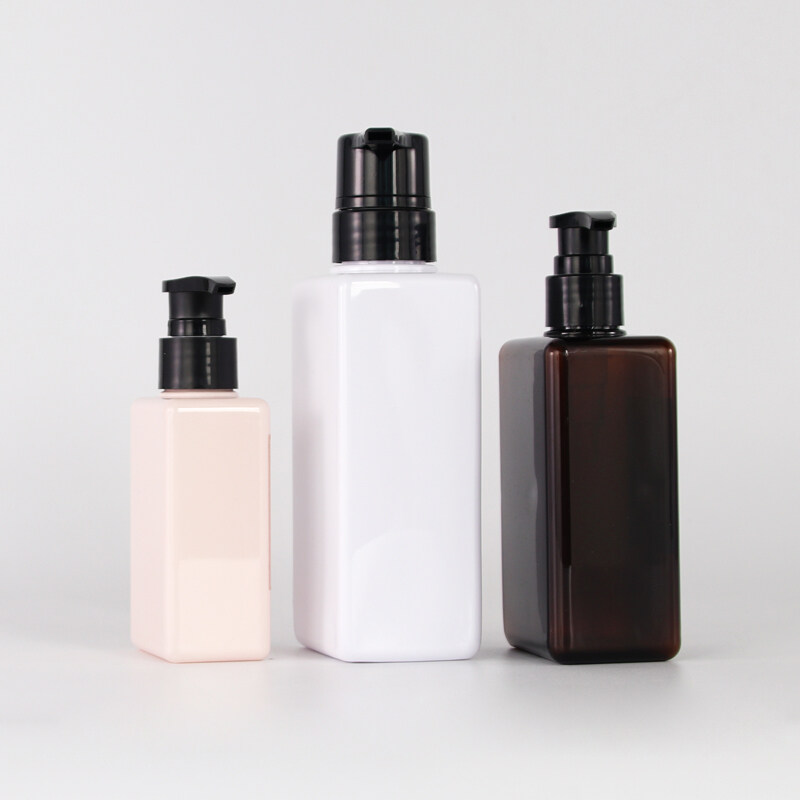 Hot selling PETG plastic bottles 100ml  250ml 350ml square shape plastic bottles empty cosmetic containers and packages