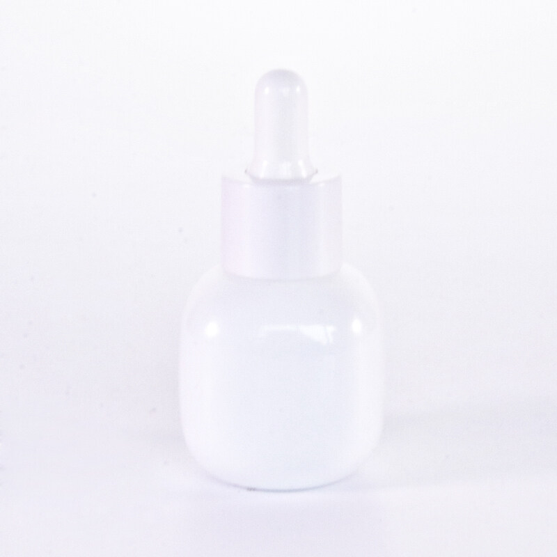 30ml small size Round shape opal white glass bottle with white dropper for cosmetic essential oil serum