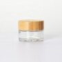 Clear glass cream jar with bamboo lid various sizes jars for skin care