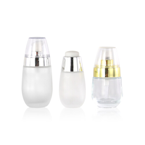 35ml 55ml luxury oval frosted glass essential oil bottle with dropper spray or pump