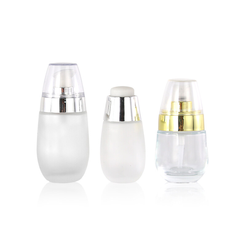 35ml 55ml luxury oval frosted glass essential oil bottle with dropper spray or pump