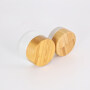 High quality 30g 60g 1oz 2oz 4 oz glass bamboo cap cosmetic white cream glass jar