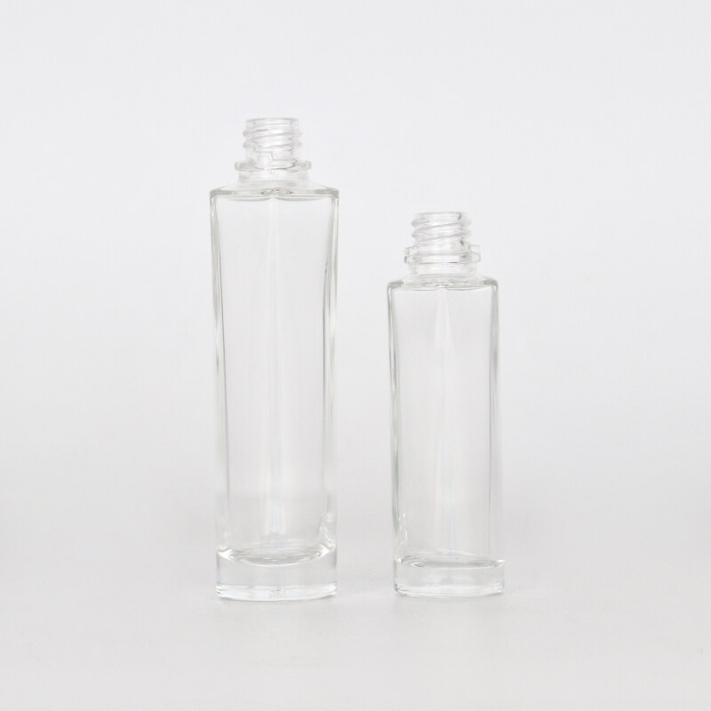 30ml 50ml slim transparent glass bottle with golden dropper for serum