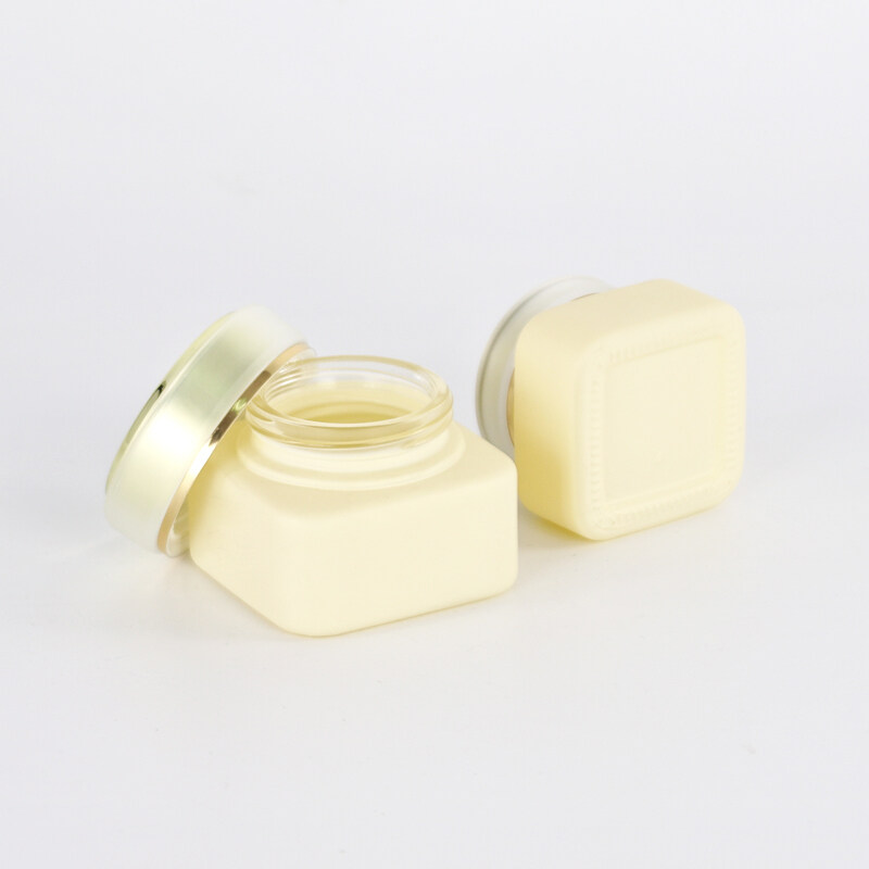 New product cosmetic packaging glass bottle glass cream jar sets with square bottom