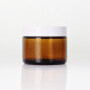 Ready to ship Cosmetic Container Refillable Empty Cream Face Cream 100g Amber Glass Jar With white Lids