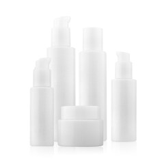 Recyclable bottles cosmetics skincare packaging opal glass bottle container, opal white glass bottle