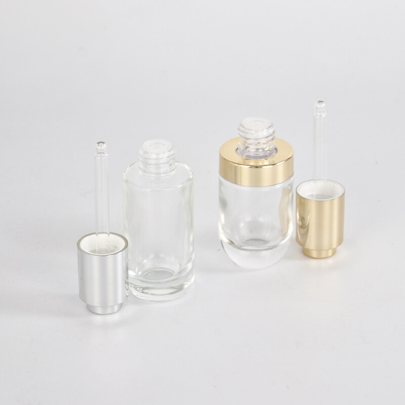 High quality essential oil glass bottle with sliver or golden press dropper pump