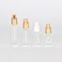 15ml 20ml 30ml 40ml transparent luxury glass essential oil bottle with gold lotion pump