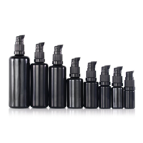 serum pump bottle 30ml luxury cosmetic containers empty cosmetic bottle in black set glass bottle