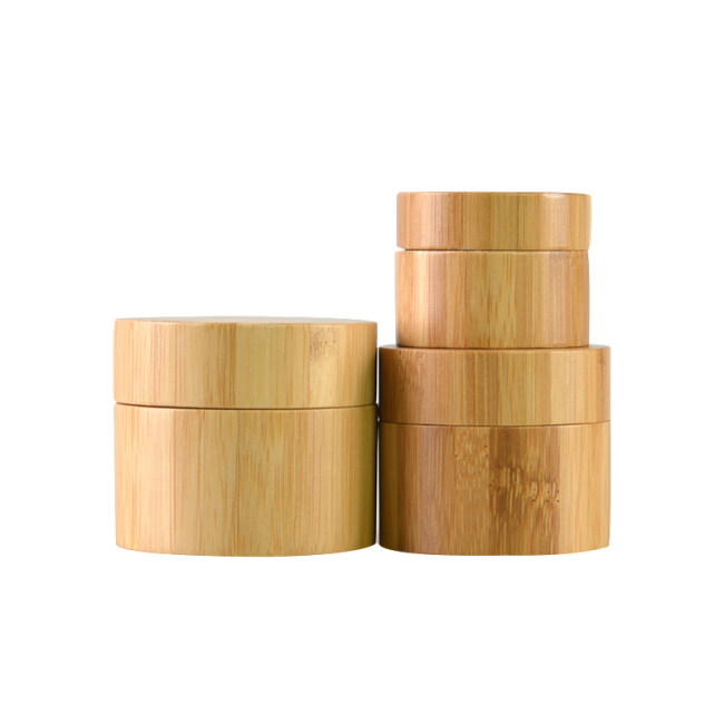 Bamboo cosmetic packaging container empty wooden cream jar
