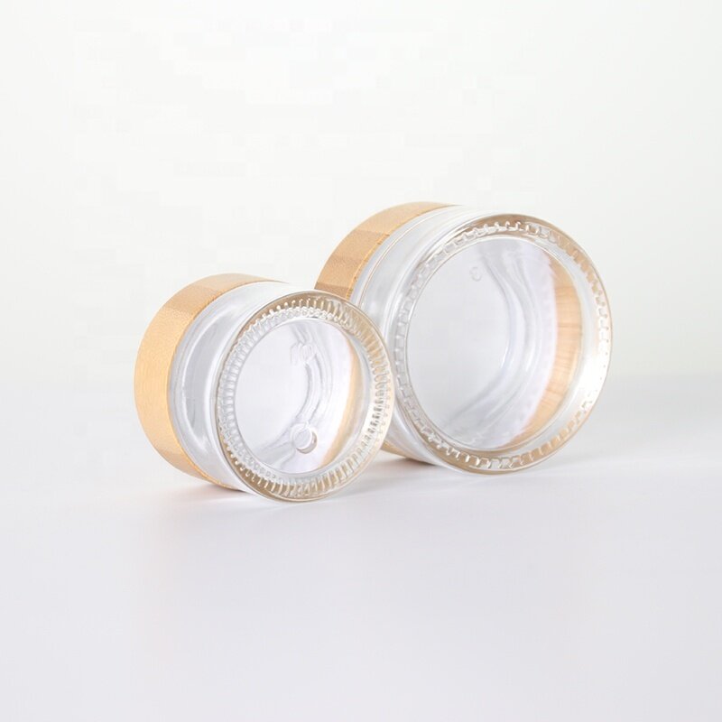 50ml glass cream jar with bamboo lid high quality glass jar for skin care wooden top jar
