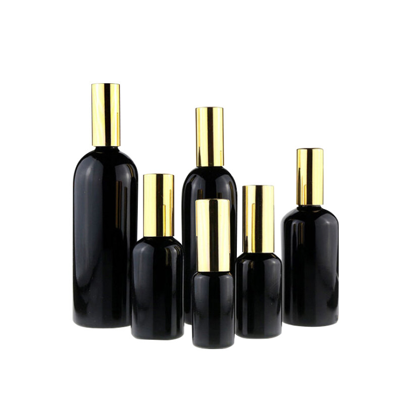 dark violet aromatherapy oil glass bottle