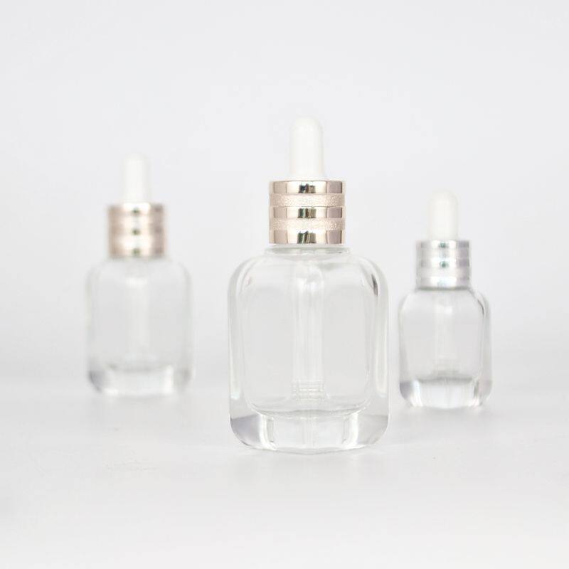 Personal care hot cosmetic packaging skincare glass jars and bottles clear square shape cosmetic bottle set