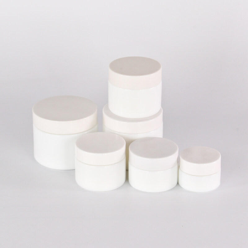 cosmetic packaging white color glass cream container 20ml 30ml 50ml different size shea butter cosmetic jar glass jar