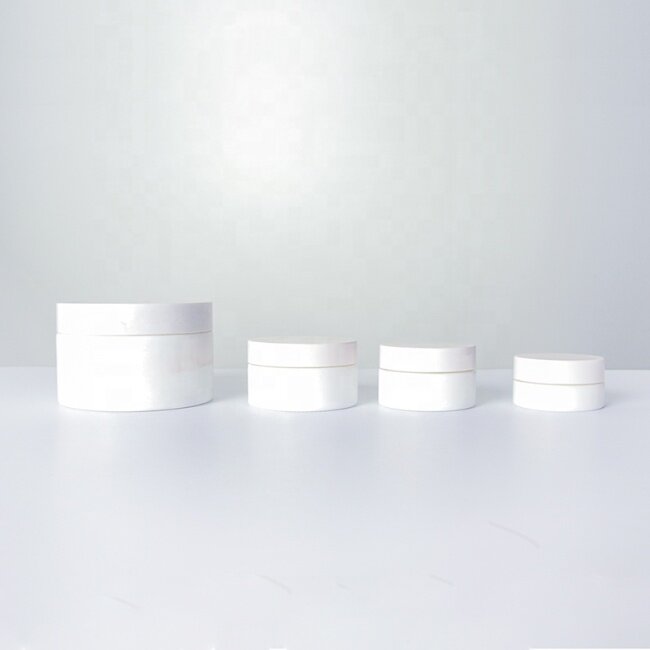 Wide neck opal white glass cream jar with lid white jar for skin care glass cream jar wholesale