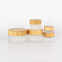 100% eco-friendly cosmetic packaging bamboo cream glass jar clear frosted glass jar with bamboo lid