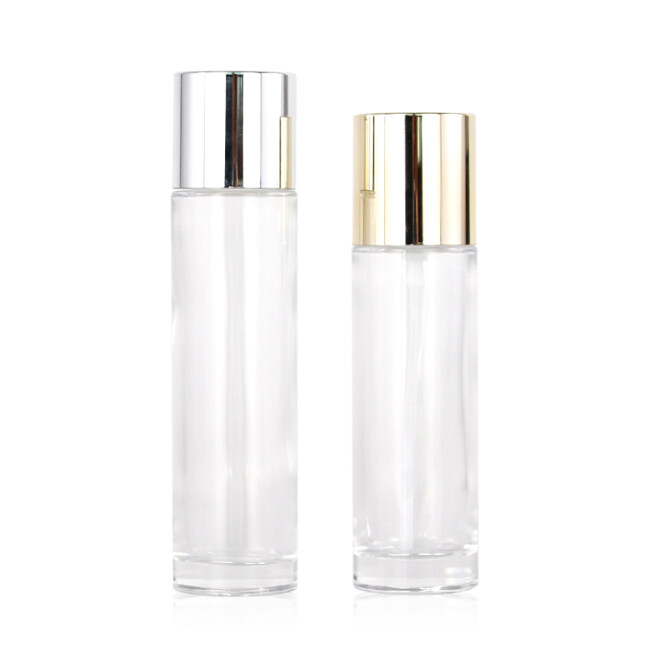 120ml toner bottle with orifice 100ml lotion bottle with golden lotion pump