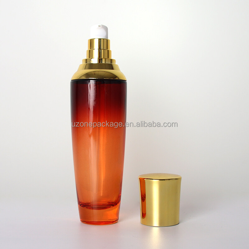 Amber glass bottles and jars for skin care package skin care set in amber glass material