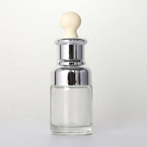 40ml clear glass serum bottle with silver shoulder and lid factory serum bottles wholesale